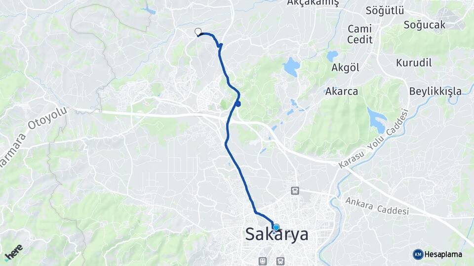 Sakarya Kayrancık Adapazarı Arası Kaç Km - Yol Haritası