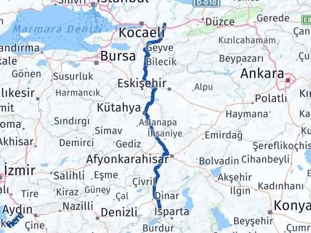 Sakarya Keçiborlu Isparta Arası Kaç Km - Yol Haritası