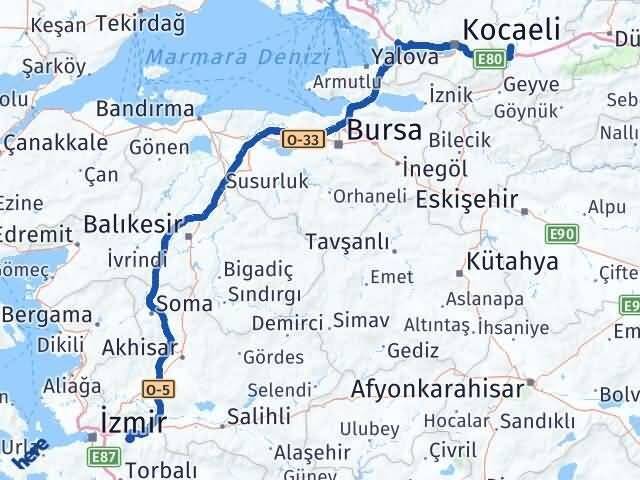 Sakarya Kemalpaşa İzmir Arası Kaç Km - Yol Haritası