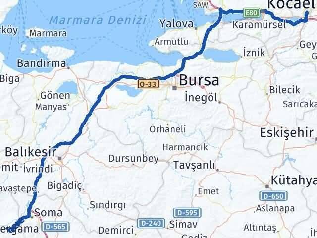 Sakarya Kınık İzmir Arası Kaç Km - Yol Haritası