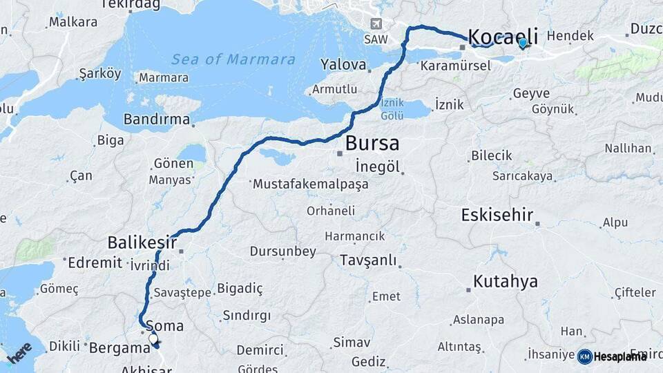 Sakarya Kırkağaç Manisa Arası Kaç Km - Yol Haritası