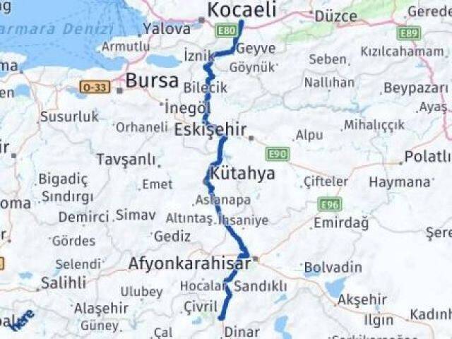 Sakarya Kızılören Afyonkarahisar Arası Kaç Km - Yol Haritası