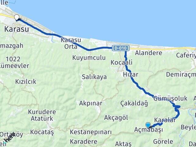 Açmabaşı Karasu Otogarı Arası Kaç Km - Yol Tarifi
