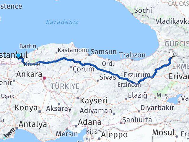 Sakarya Kocaali Ardahan Arası Kaç Km - Yol Haritası