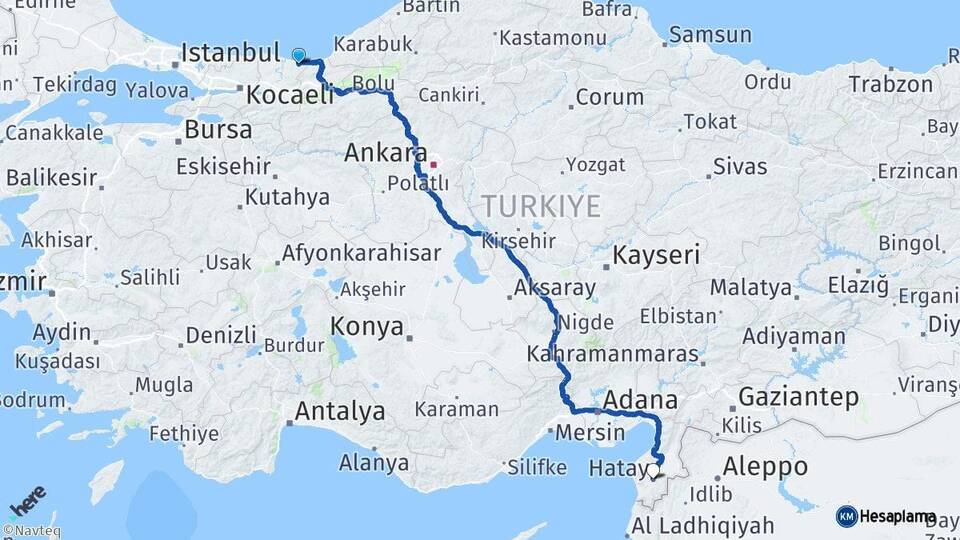 Sakarya Kocaali Hatay Arası Kaç Km - Yol Haritası