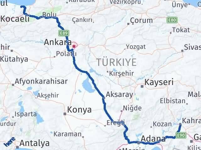 Sakarya Kocaali Kahramanmaraş Arası Kaç Km - Yol Haritası