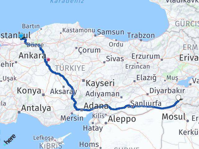 Sakarya Kocaali Şırnak Arası Kaç Km - Yol Haritası