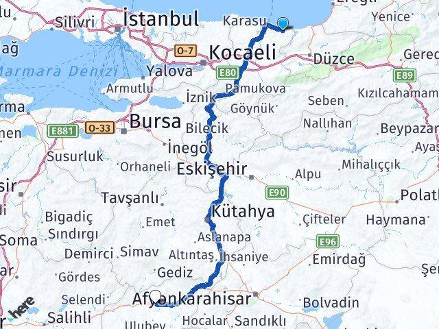 Sakarya Kocaali Uşak Arası Kaç Km - Yol Haritası