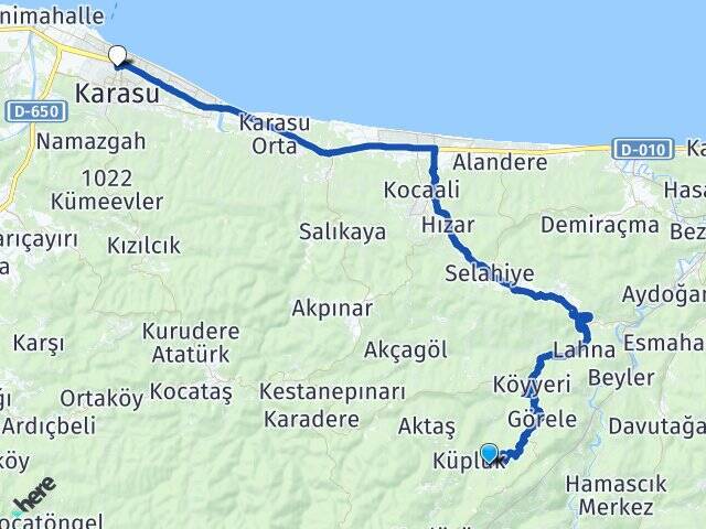 Yanıksayvant Karasu Otogarı Arası Kaç Km - Yol Tarifi