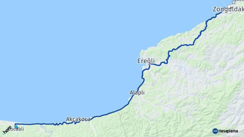 Sakarya Kocaali Zonguldak Arası Kaç Km - Yol Haritası