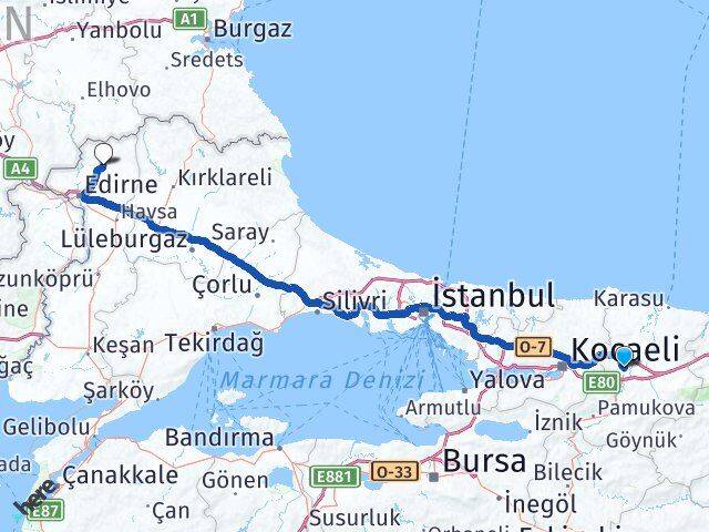 Sakarya Lalapaşa Edirne Arası Kaç Km - Yol Haritası