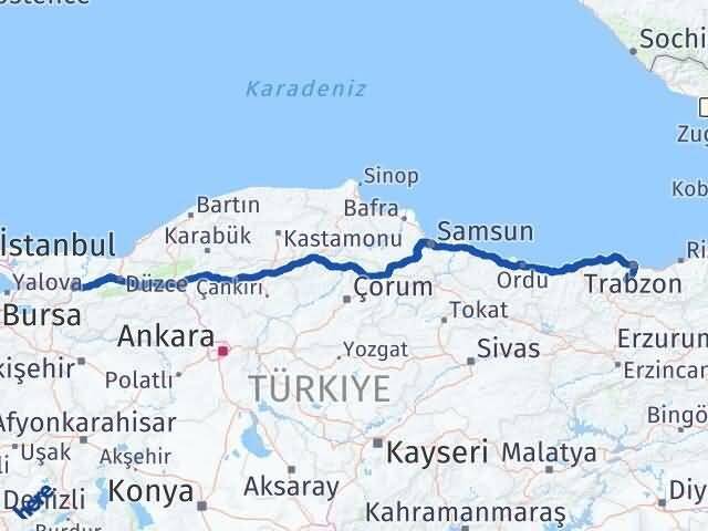 Sakarya Maçka Trabzon Arası Kaç Km - Yol Haritası