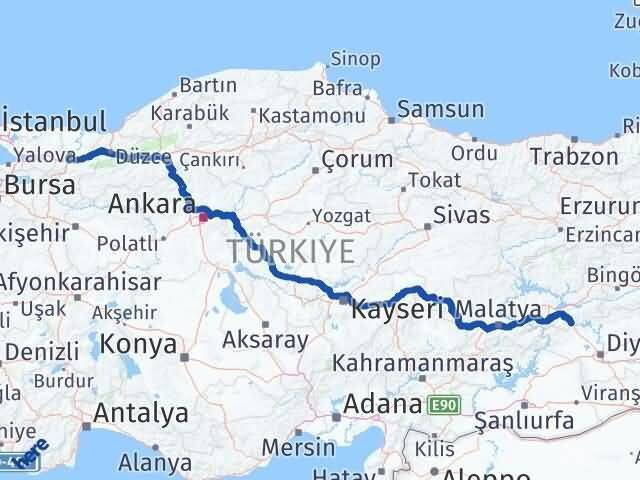 Sakarya Maden Elazığ Arası Kaç Km - Yol Haritası