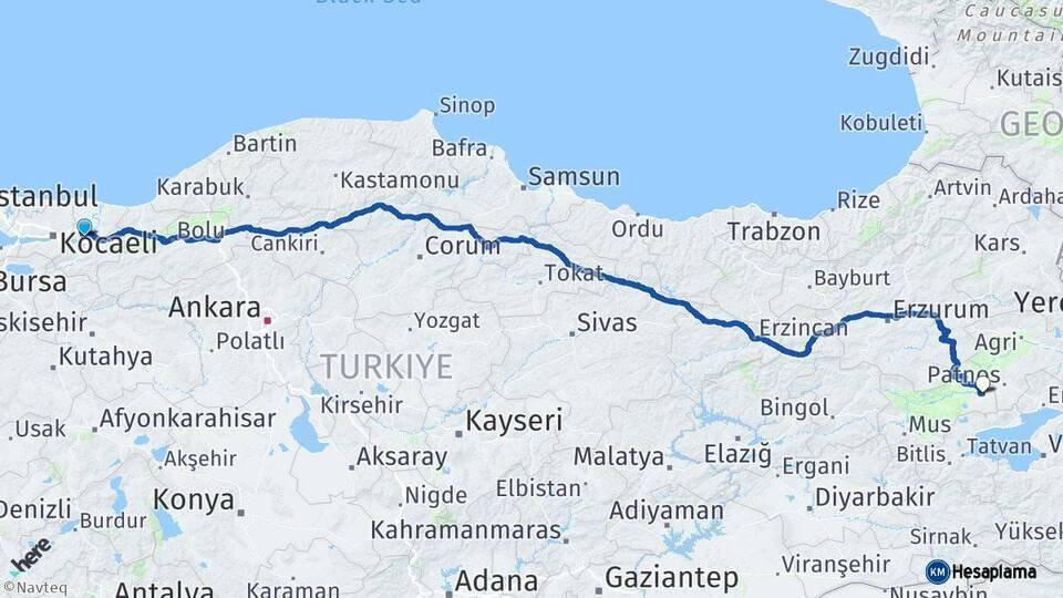 Sakarya Malazgirt Muş Arası Kaç Km - Yol Haritası