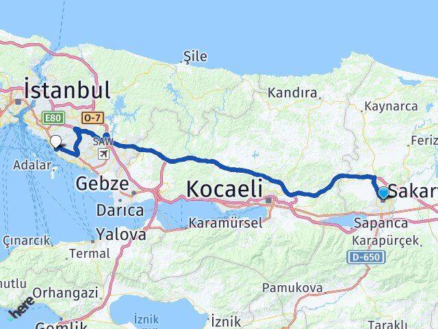 Sakarya Maltepe İstanbul Arası Kaç Km - Yol Haritası