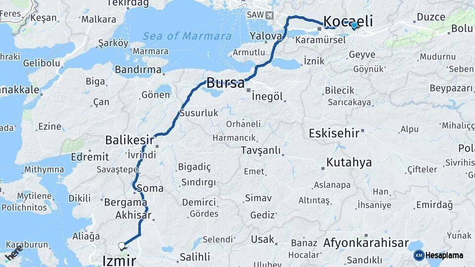 Sakarya Manisa Arası Kaç Km - Yol Haritası
