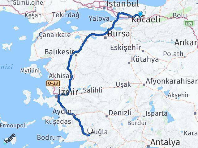 Sakarya Menteşe Muğla Arası Kaç Km - Yol Haritası