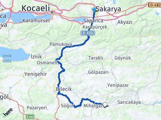 Sakarya Mihalgazi Arası Kaç Km - Yol Tarifi