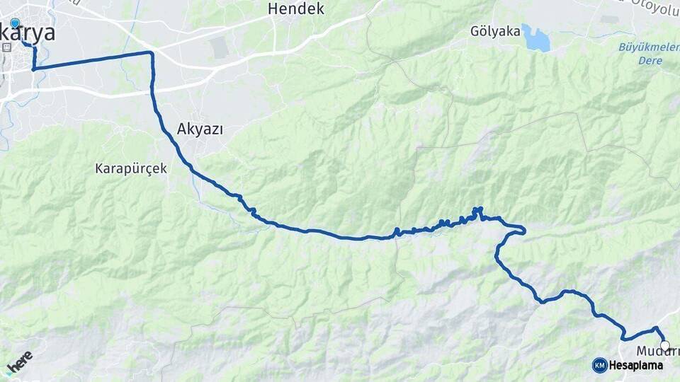 Sakarya Mudurnu Bolu Arası Kaç Km - Yol Haritası