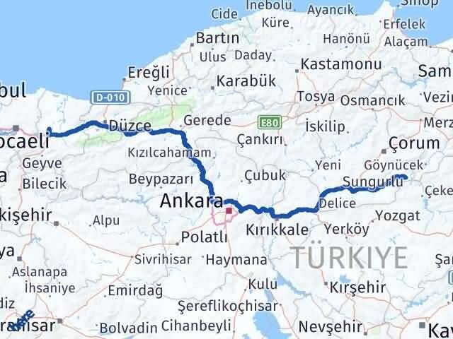 Sakarya Ortaköy Çorum Arası Kaç Km - Yol Haritası