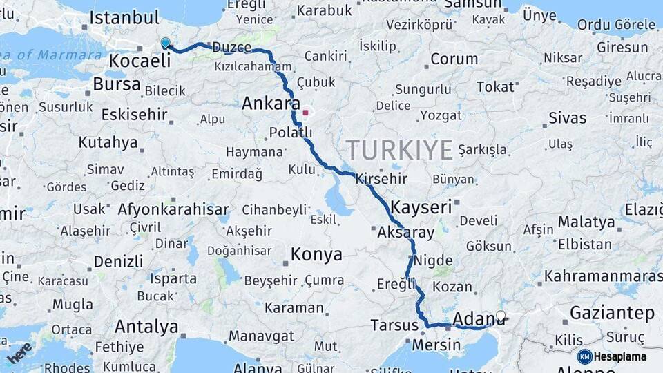 Sakarya Osmaniye Arası Kaç Km - Yol Haritası