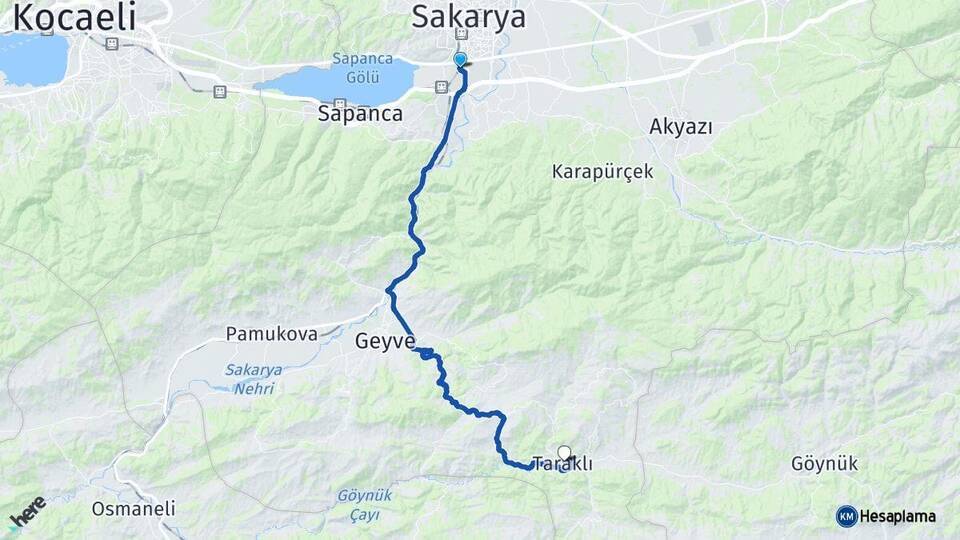 Sakarya Otogarı Taraklı Arası Kaç Km - Yol Tarifi