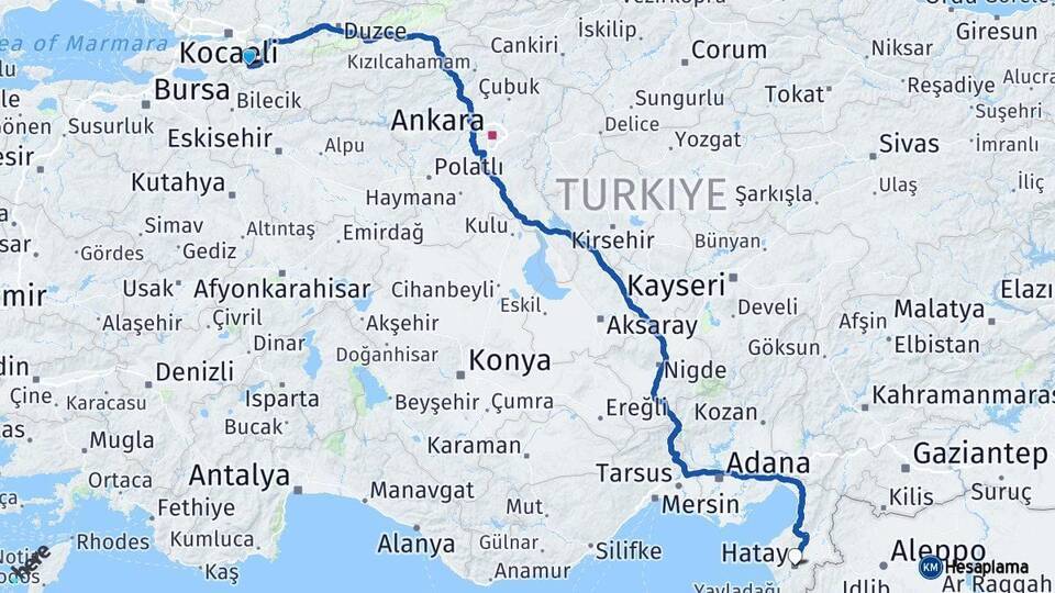Pamukova Hatay Arası Kaç Km - Yol Tarifi