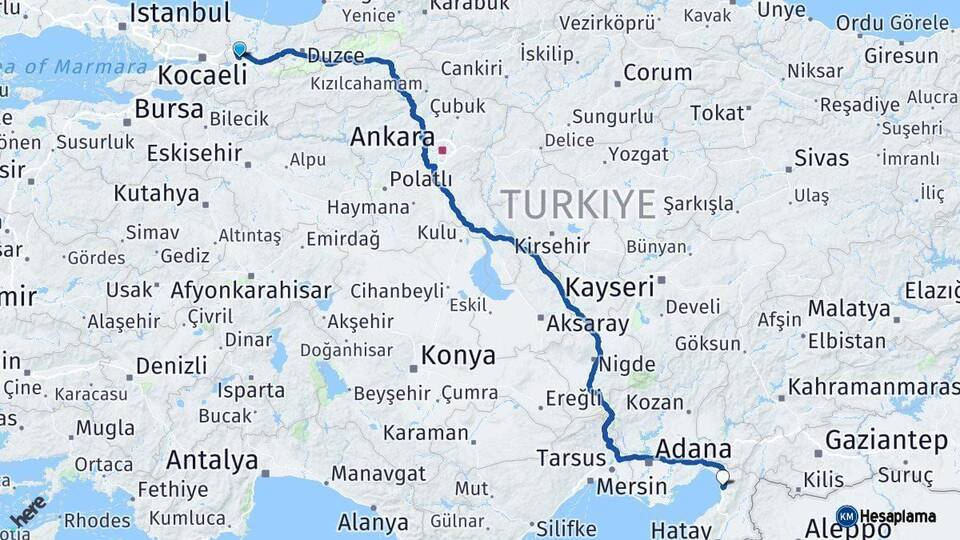 Sakarya Payas Hatay Arası Kaç Km - Yol Haritası