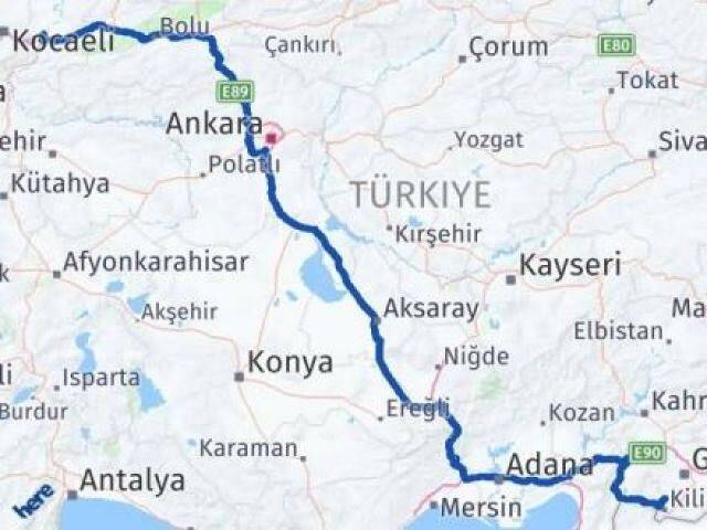 Sakarya Polateli Kilis Arası Kaç Km - Yol Haritası