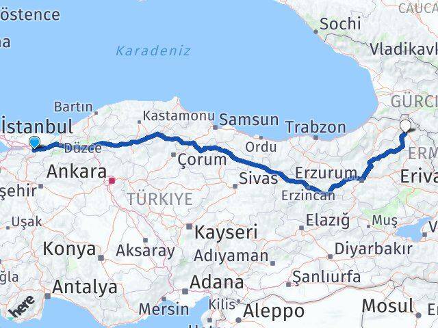 Sakarya Sapanca Ardahan Arası Kaç Km - Yol Haritası