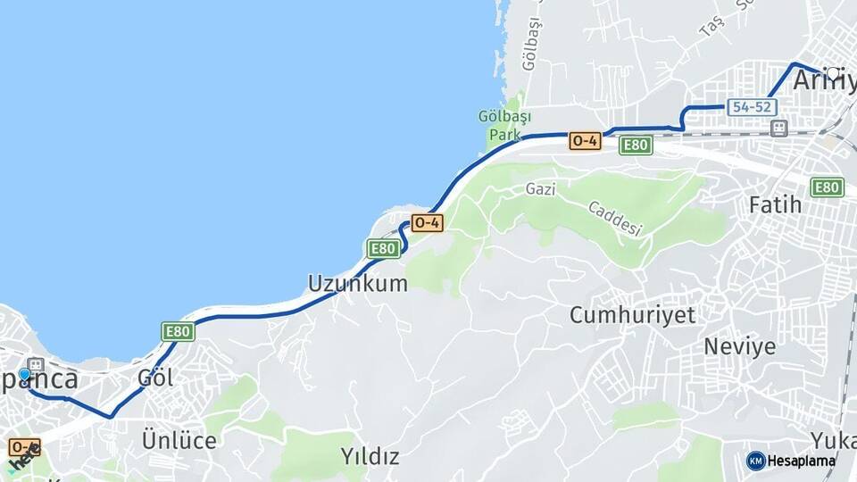 Sakarya Sapanca Arifiye Arası Kaç Km - Yol Haritası