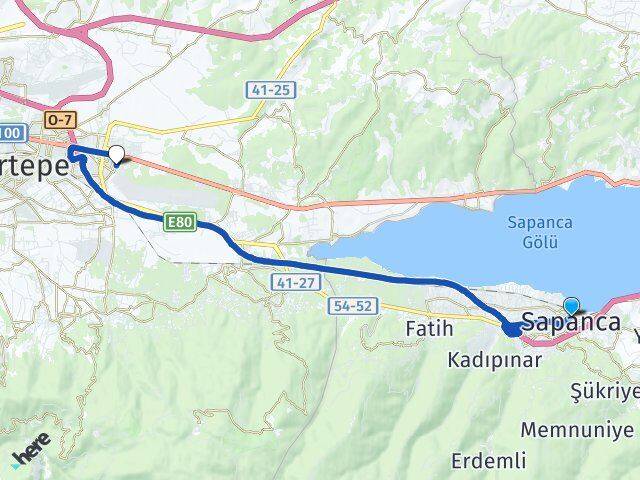 Sakarya Sapanca Emekevler Kartepe Kocaeli Arası Kaç Km - Yol Haritası