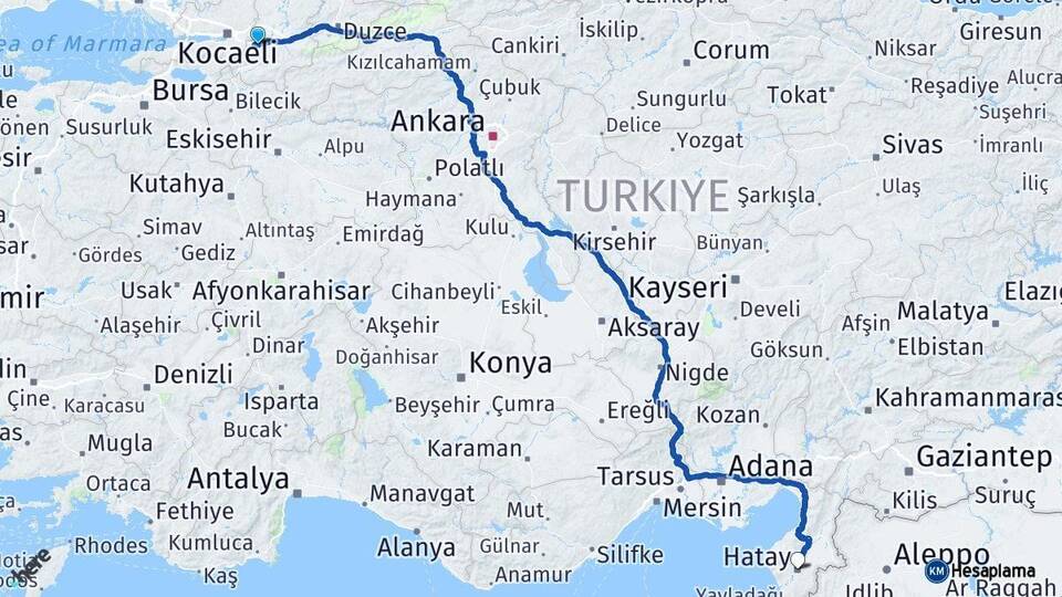 Sakarya Sapanca Hatay Arası Kaç Km - Yol Haritası