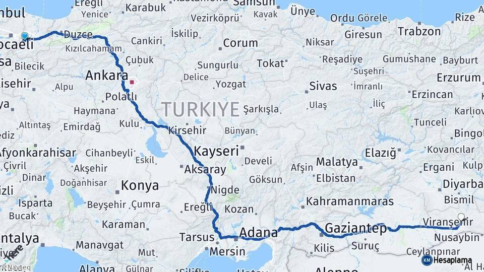 Sakarya Sapanca Mardin Arası Kaç Km - Yol Haritası