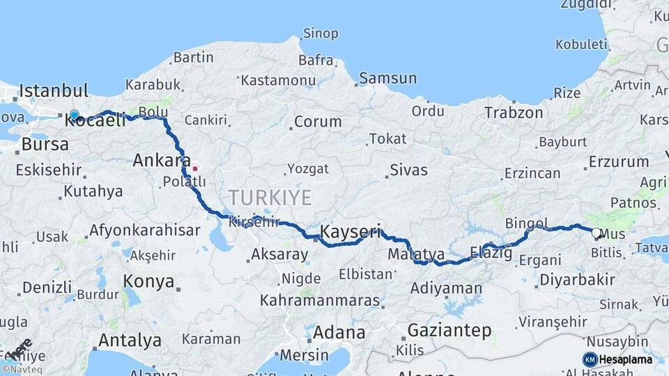 Sakarya Sapanca Muş Arası Kaç Km - Yol Haritası