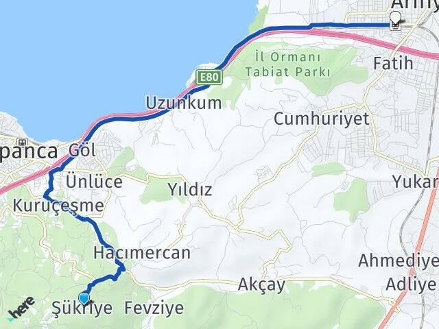 Şükriye Arifiye YHT Garı Arası Kaç Km - Yol Tarifi