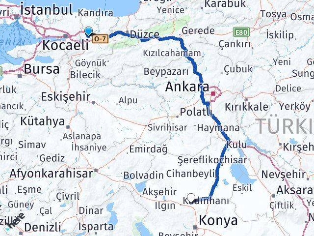 Sakarya Sarayönü Konya Arası Kaç Km - Yol Haritası