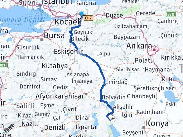 Sakarya Şarkikaraağaç Isparta Arası Kaç Km - Yol Haritası