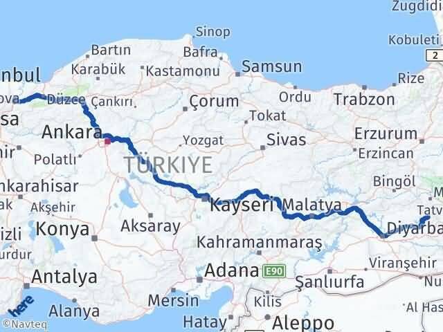 Sakarya Sason Batman Arası Kaç Km - Yol Haritası