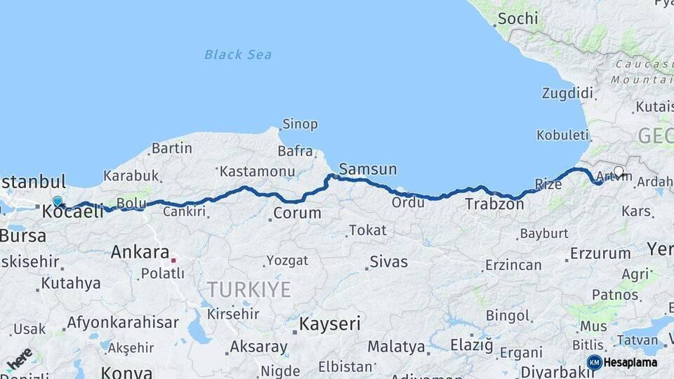 Sakarya Şavşat Arası Kaç Km - Yol Tarifi