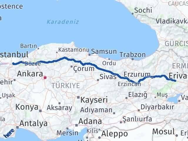 Sakarya Serdivan Ağrı Arası Kaç Km - Yol Haritası