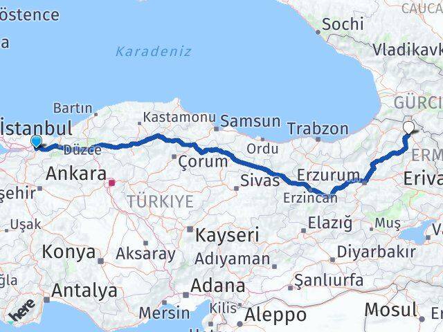 Sakarya Serdivan Ardahan Arası Kaç Km - Yol Haritası
