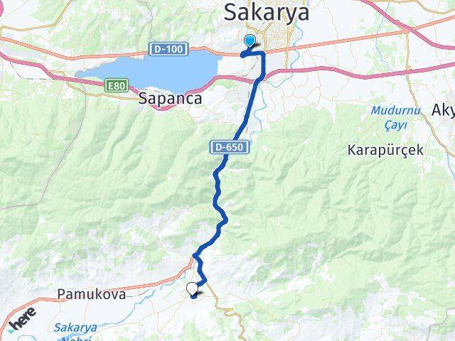 Sakarya Serdivan Beşköprü Geyve Arası Kaç Km - Yol Haritası