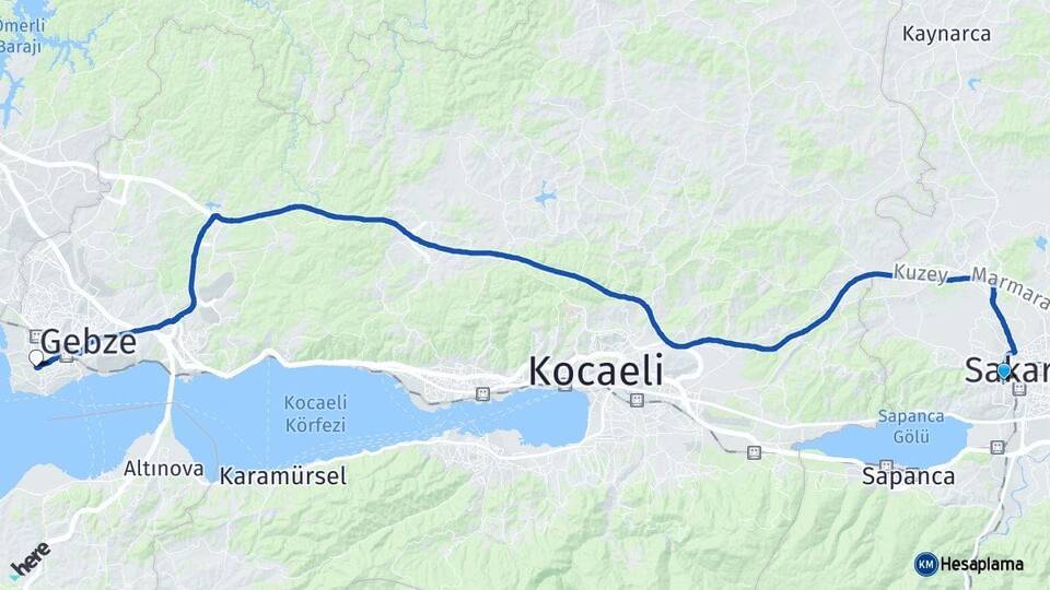 Sakarya Serdivan Darıca Kocaeli Arası Kaç Km - Yol Haritası