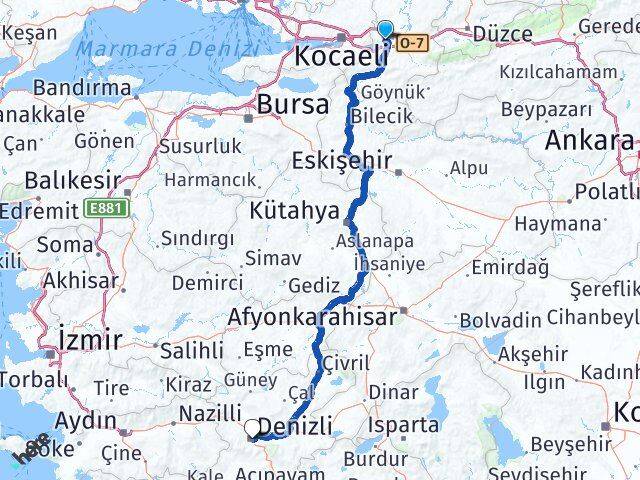 Sakarya Serdivan Denizli Arası Kaç Km - Yol Haritası