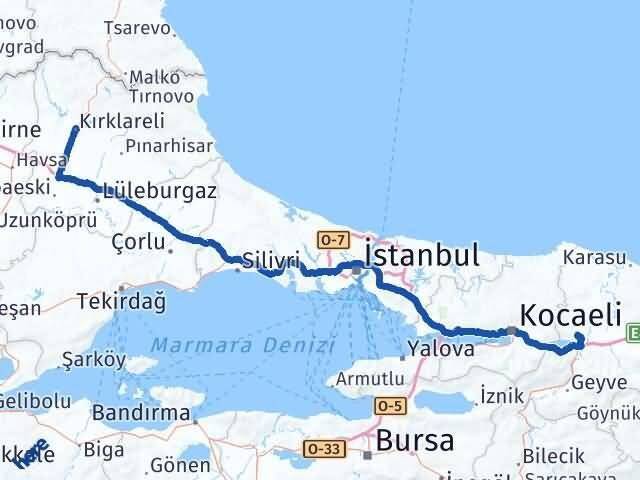 Serdivan Kırklareli Arası Kaç Km - Yol Tarifi