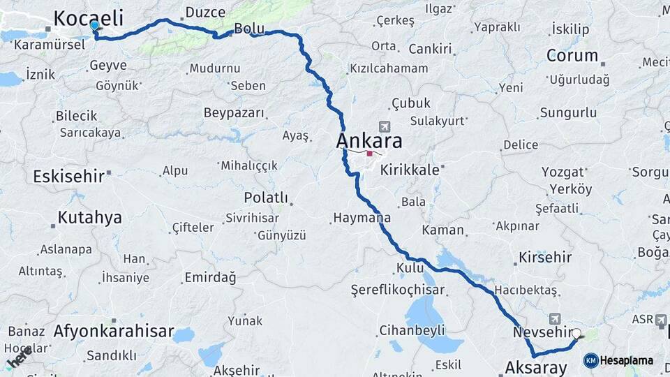 Sakarya Serdivan Nevşehir Arası Kaç Km - Yol Haritası