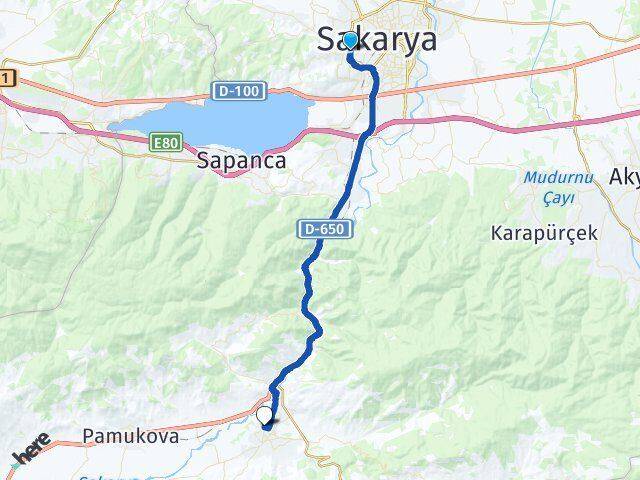 Sakarya Serdivan Tepecikler Geyve Arası Kaç Km - Yol Haritası