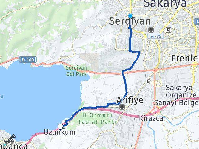 Sakarya Serdivan Uzunkum Sapanca Arası Kaç Km - Yol Haritası