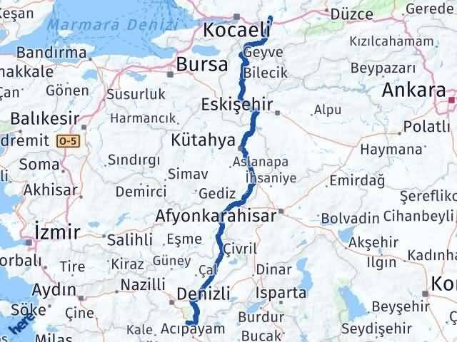 Sakarya Serinhisar Denizli Arası Kaç Km - Yol Haritası
